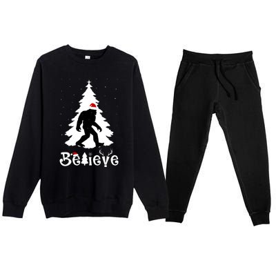 Funny Believe In Sasquatch Christmas Premium Crewneck Sweatsuit Set