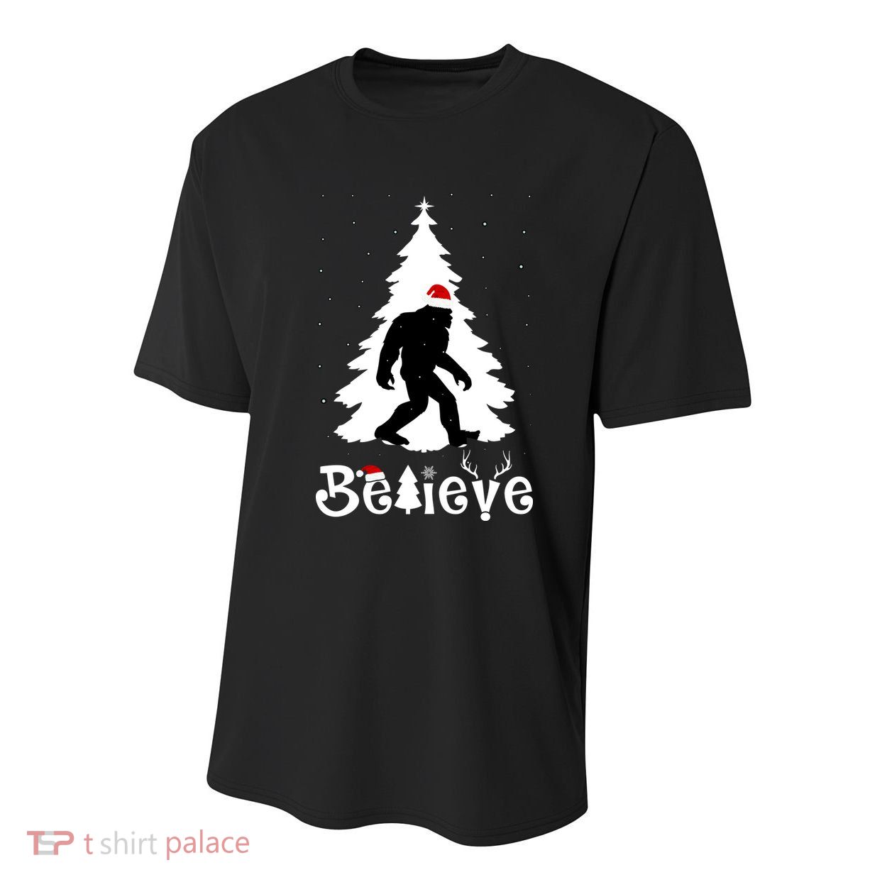Funny Believe In Sasquatch Christmas Youth Performance Sprint T-Shirt