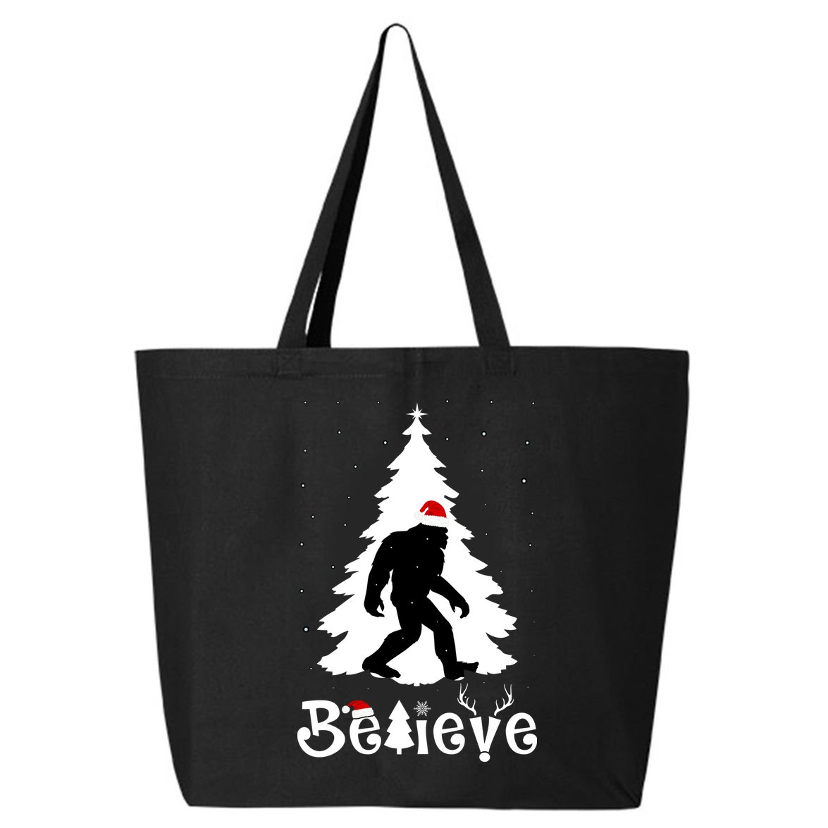 Funny Believe In Sasquatch Christmas 25L Jumbo Tote