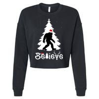 Funny Believe In Sasquatch Christmas Cropped Pullover Crew