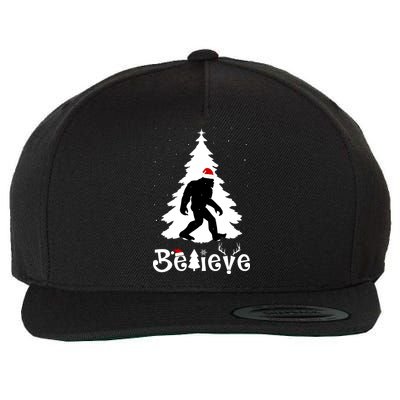 Funny Believe In Sasquatch Christmas Wool Snapback Cap