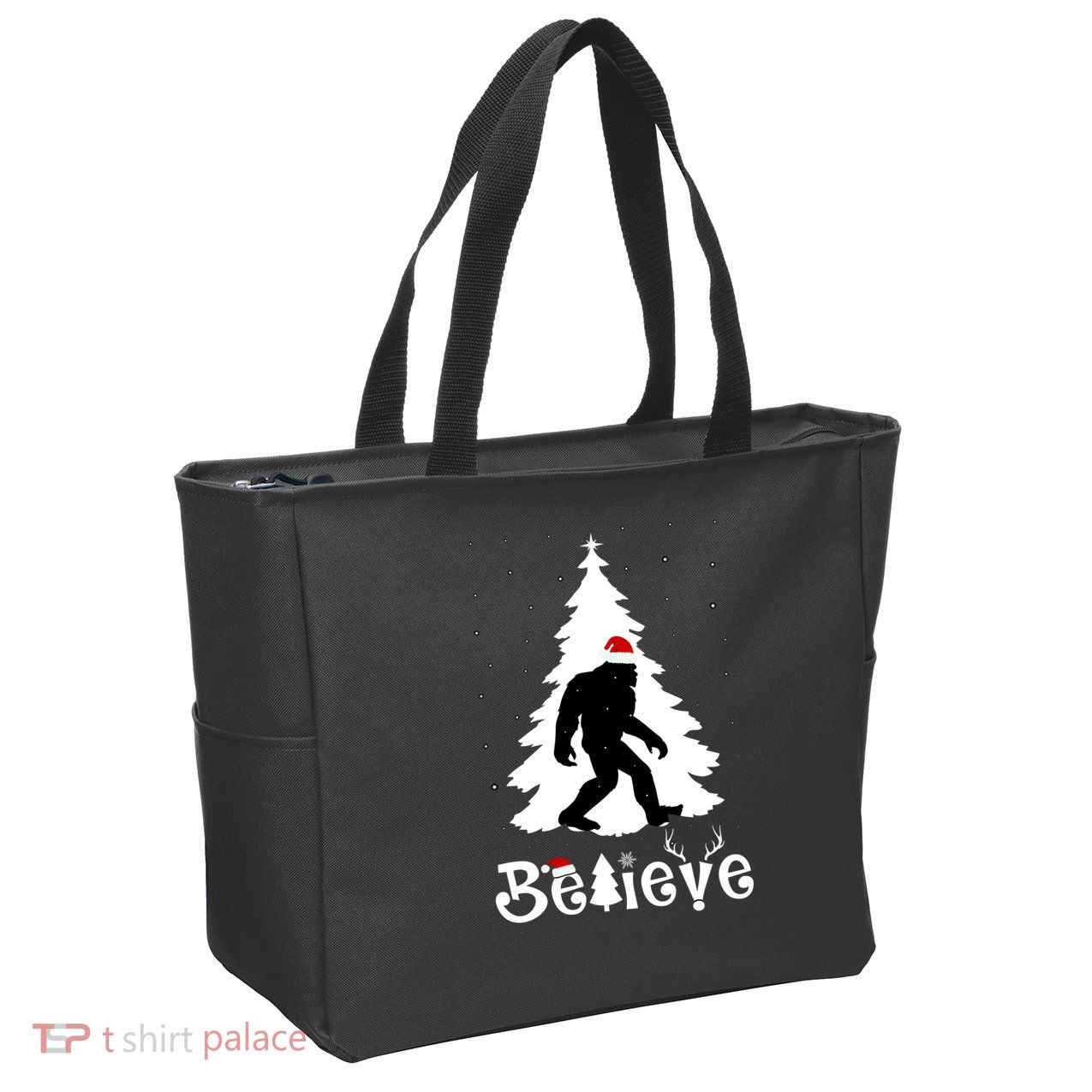 Funny Believe In Sasquatch Christmas Zip Tote Bag