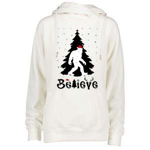 Funny Believe In Sasquatch Christmas Womens Funnel Neck Pullover Hood