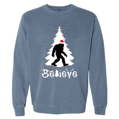 Funny Believe In Sasquatch Christmas Garment-Dyed Sweatshirt