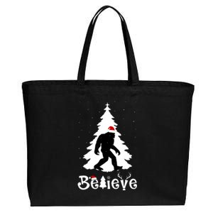 Funny Believe In Sasquatch Christmas Cotton Canvas Jumbo Tote