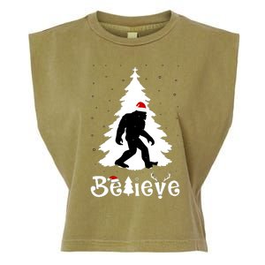 Funny Believe In Sasquatch Christmas Garment-Dyed Women's Muscle Tee