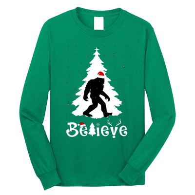 Funny Believe In Sasquatch Christmas Long Sleeve Shirt