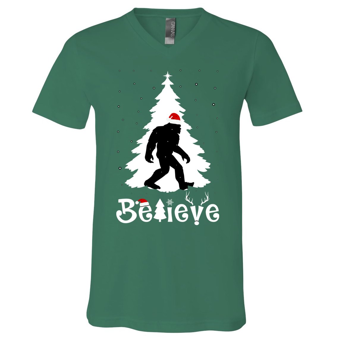 Funny Believe In Sasquatch Christmas V-Neck T-Shirt