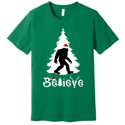 Funny Believe In Sasquatch Christmas Premium T-Shirt