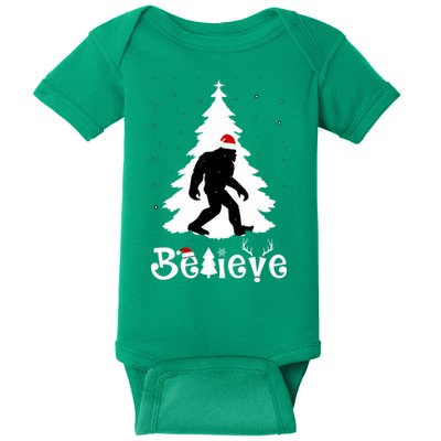 Funny Believe In Sasquatch Christmas Baby Bodysuit