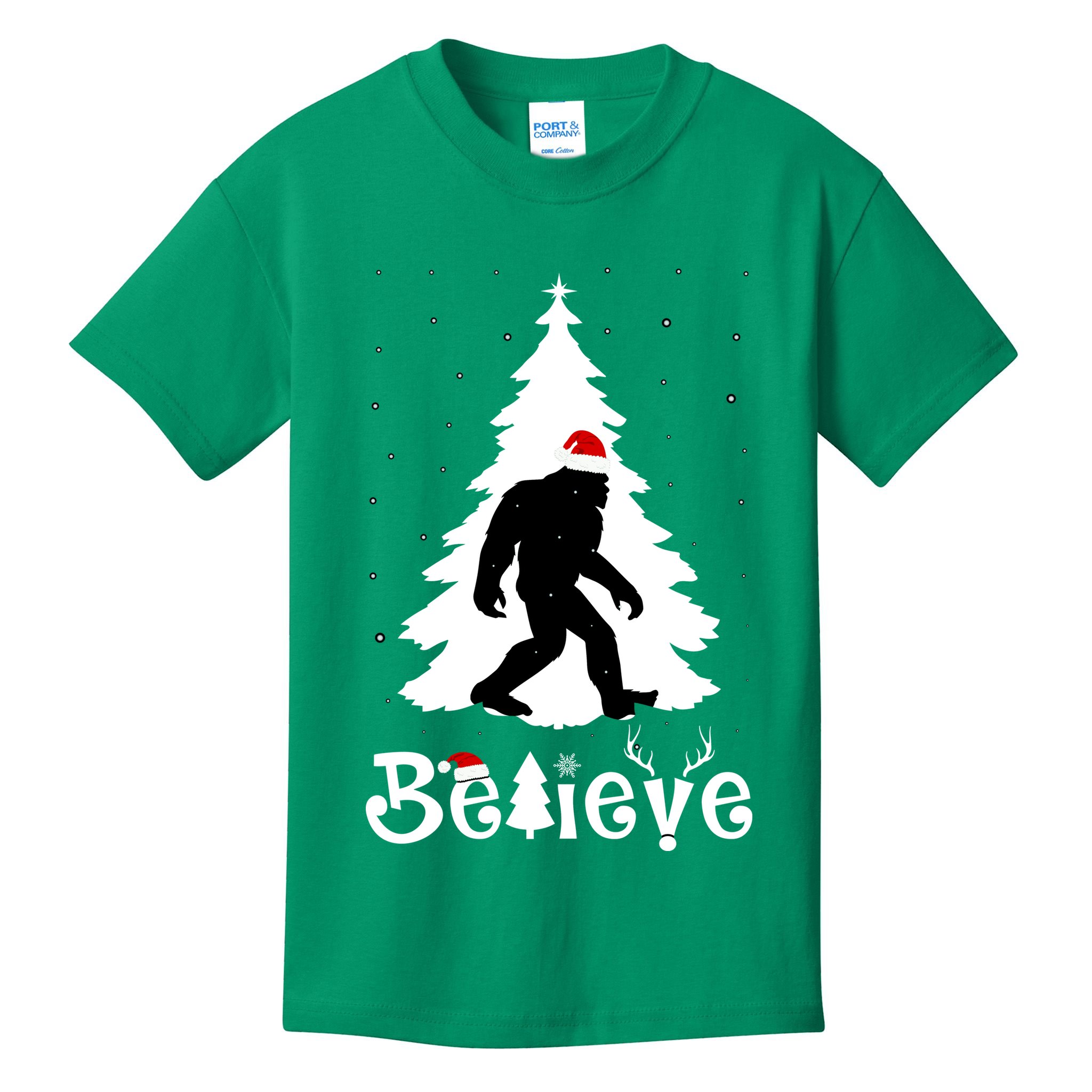 Funny Believe In Sasquatch Christmas Kids T-Shirt