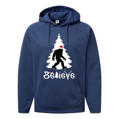 Funny Believe In Sasquatch Christmas Performance Fleece Hoodie