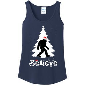 Funny Believe In Sasquatch Christmas Ladies Essential Tank