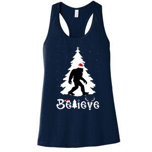 Funny Believe In Sasquatch Christmas Women's Racerback Tank