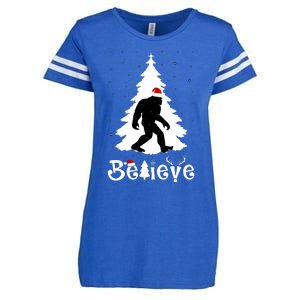 Funny Believe In Sasquatch Christmas Enza Ladies Jersey Football T-Shirt