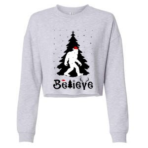 Funny Believe In Sasquatch Christmas Cropped Pullover Crew