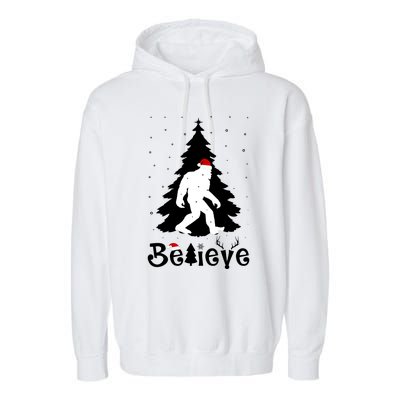 Funny Believe In Sasquatch Christmas Garment-Dyed Fleece Hoodie