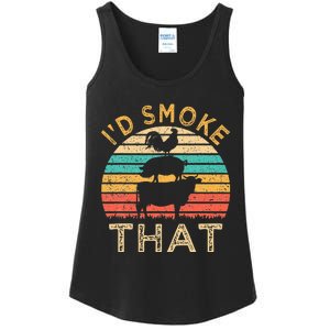 Funny BBQ Id Smoke That Barbeque Retro Grilling Ladies Essential Tank