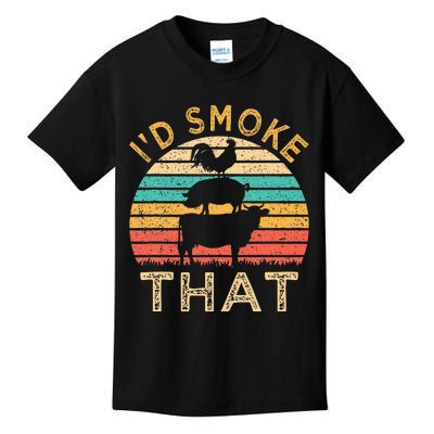 Funny BBQ Id Smoke That Barbeque Retro Grilling Kids T-Shirt