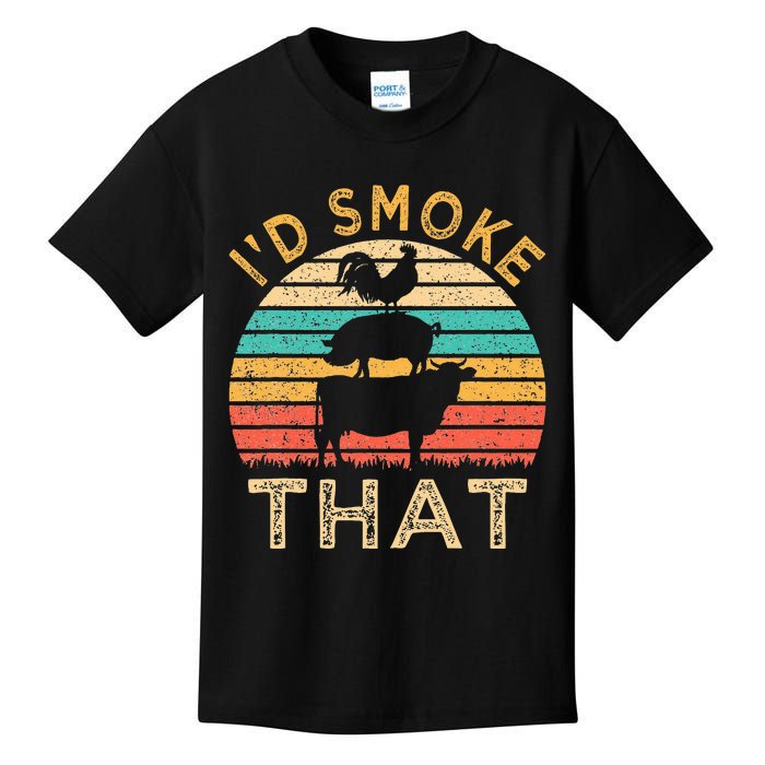 Funny BBQ Id Smoke That Barbeque Retro Grilling Kids T-Shirt