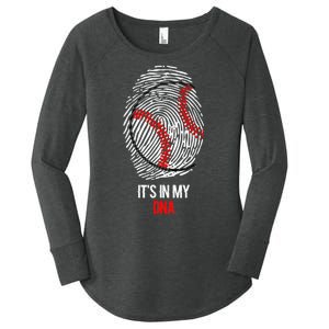 Funny Baseball It's In My DNA Fingerprint Women's Perfect Tri Tunic Long Sleeve Shirt