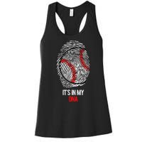 Funny Baseball It's In My DNA Fingerprint Women's Racerback Tank