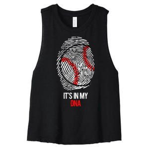 Funny Baseball It's In My DNA Fingerprint Women's Racerback Cropped Tank