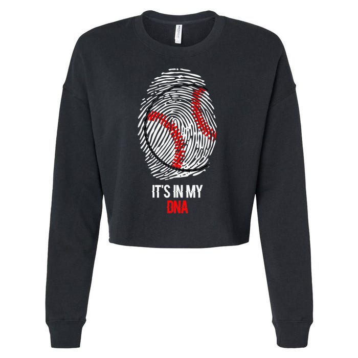 Funny Baseball It's In My DNA Fingerprint Cropped Pullover Crew