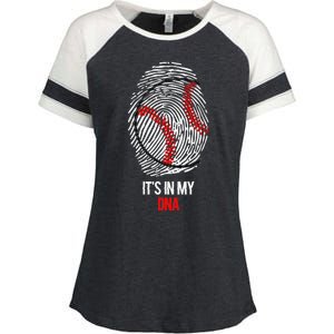 Funny Baseball It's In My DNA Fingerprint Enza Ladies Jersey Colorblock Tee