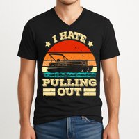 Funny Boat I Hate Pulling Out Pontoon Captain V-Neck T-Shirt