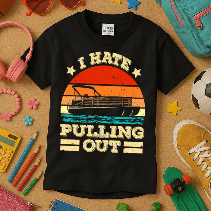 Funny Boat I Hate Pulling Out Pontoon Captain Kids T-Shirt