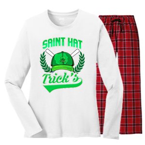 Funny Baseball Irish St Patricks Day Gift Women's Long Sleeve Flannel Pajama Set 