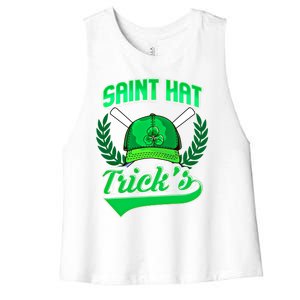 Funny Baseball Irish St Patricks Day Gift Women's Racerback Cropped Tank