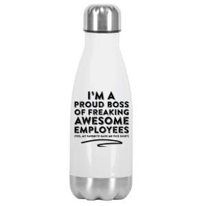 Funny Boss Im A Proud Boss Of Freaking Awesome Stainless Steel Insulated Water Bottle