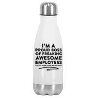 Funny Boss Im A Proud Boss Of Freaking Awesome Stainless Steel Insulated Water Bottle