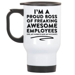 Funny Boss Im A Proud Boss Of Freaking Awesome Stainless Steel Travel Mug