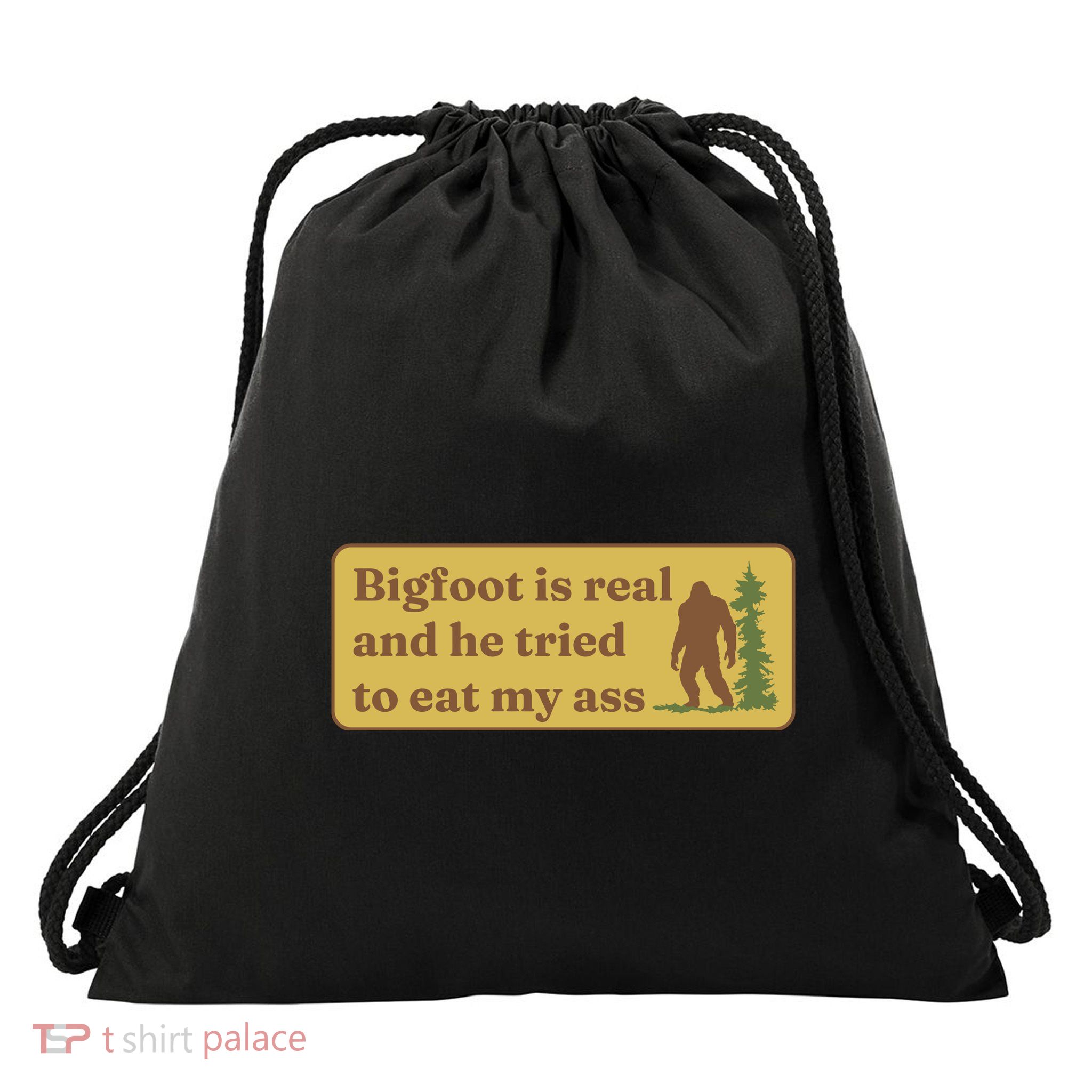 Funny Bigfoot Is Real Warning Sign Drawstring Bag
