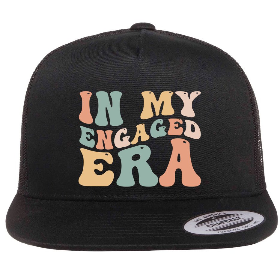 Funny Bride In My Engaged Era Engaget Retro Groovy Gift Flat Bill Trucker Hat