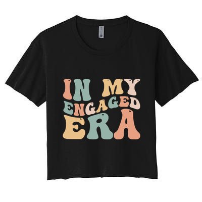 Funny Bride In My Engaged Era Engaget Retro Groovy Gift Crop Top