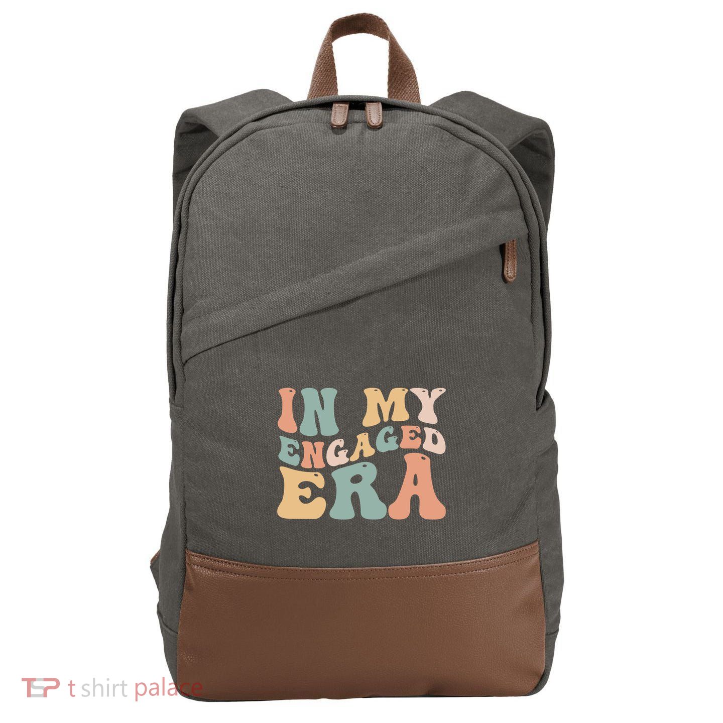 Funny Bride In My Engaged Era Engaget Retro Groovy Gift Cotton Canvas Backpack
