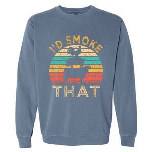 Funny Bbq ID Smoke That Barbecue Retro Grilling Garment-Dyed Sweatshirt