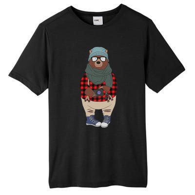 Funny Bear In Fashion Clothes Red Plaid Kawaii Bear Lover Gift Tall Fusion ChromaSoft Performance T-Shirt