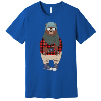 Funny Bear In Fashion Clothes Red Plaid Kawaii Bear Lover Gift Premium T-Shirt