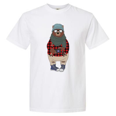 Funny Bear In Fashion Clothes Red Plaid Kawaii Bear Lover Gift Garment-Dyed Heavyweight T-Shirt