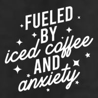 Fueled by Iced Coffee And Anxiety Funny Groovy Coffee Lover Adult Drive Performance Visor