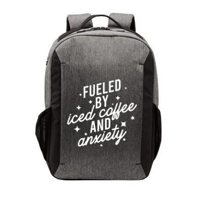 Fueled by Iced Coffee And Anxiety Funny Groovy Coffee Lover Vector Backpack