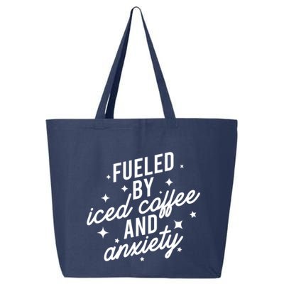 Fueled by Iced Coffee And Anxiety Funny Groovy Coffee Lover 25L Jumbo Tote