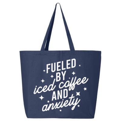 Fueled by Iced Coffee And Anxiety Funny Groovy Coffee Lover 25L Jumbo Tote