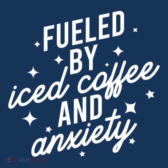 Fueled by Iced Coffee And Anxiety Funny Groovy Coffee Lover Kids T-Shirt