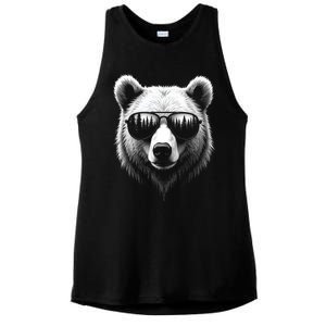 Funny Bear In Sunglasses Bears Ladies PosiCharge Tri-Blend Wicking Tank